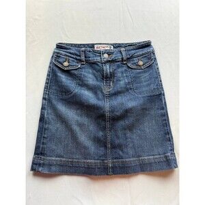 Red Engine Mini Skirt Womens‎ Size 25 Blue Denim Dark Wash Casual Pockets